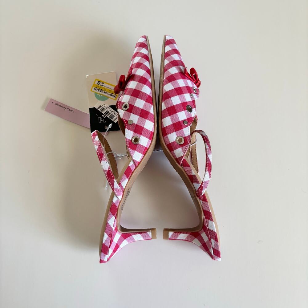 Wild Fable Lysandra Gingham Eyelet Kitten Heels Women's 8.5 Red & White NWT - Picture 4 of 8